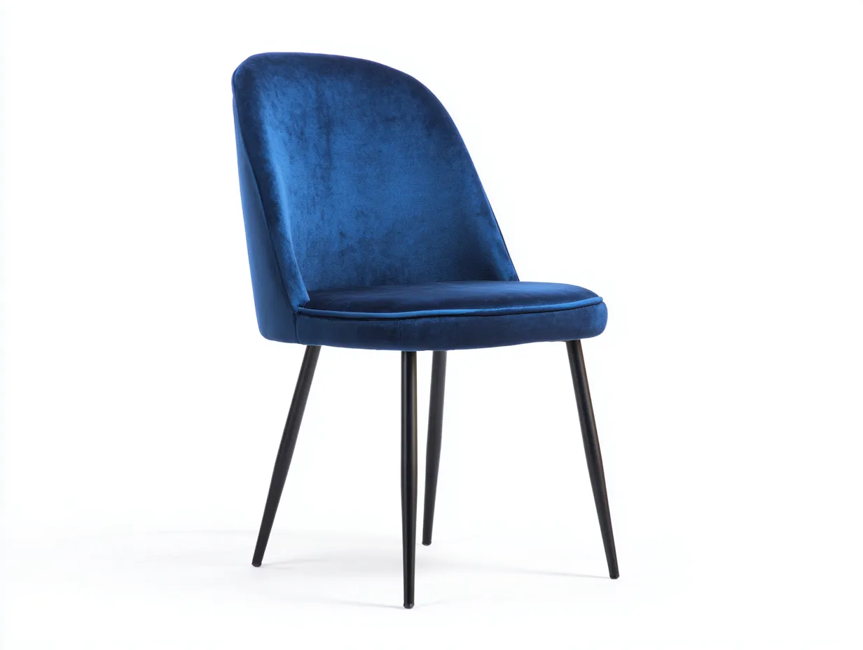 Stuhl aus Samt 48x56x84 cm - königsblau und schwarz - für das Esszimmer - elegante Linienführung-Siroyloft