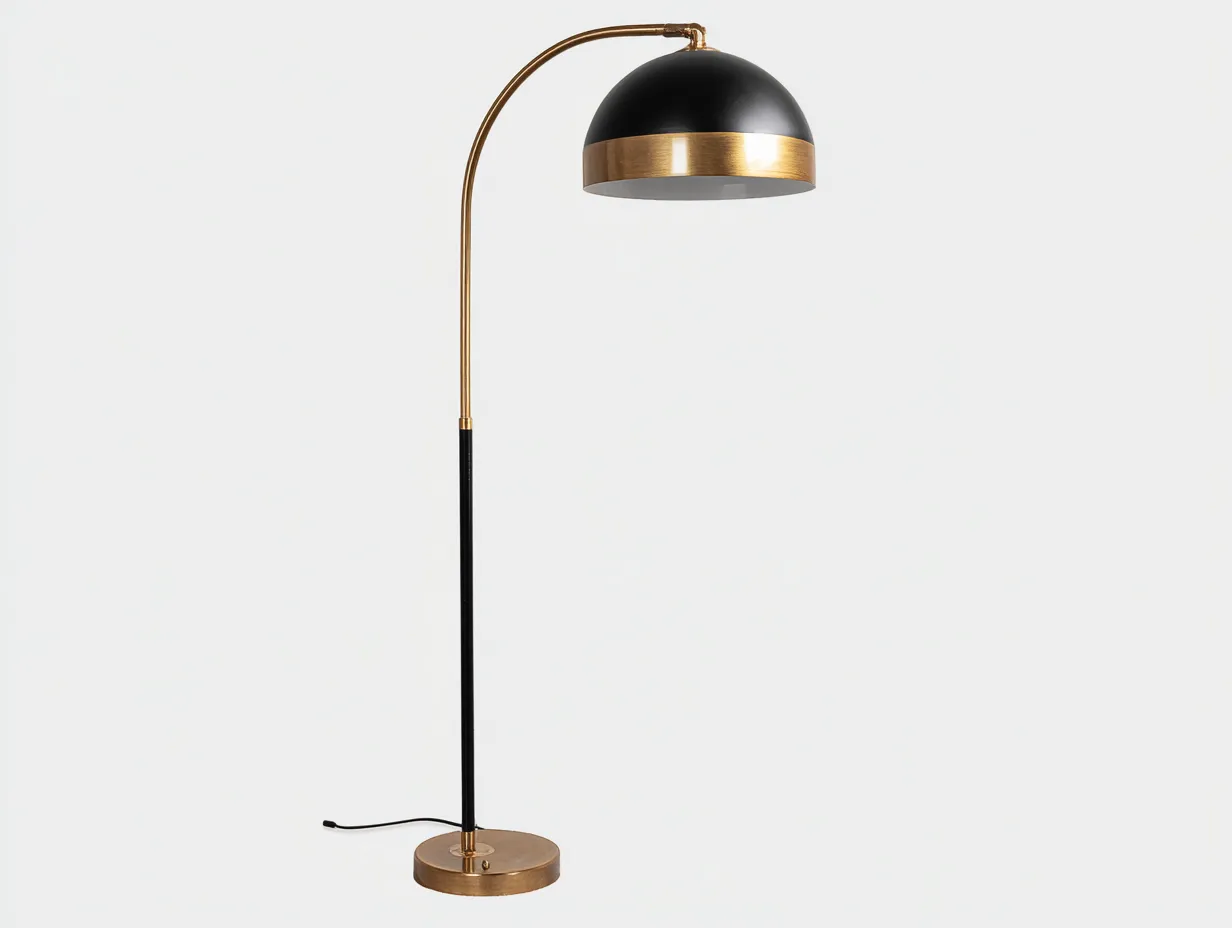 Stehleuchte 158x34x205 cm - Schwarz und Messing - Metallleuchte für Wohnzimmer mit verstellbarem Schirm-Siroyloft