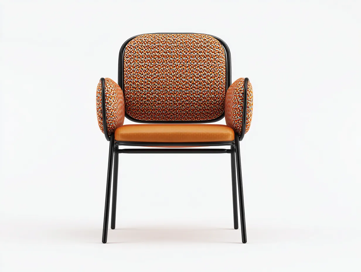 Stuhl gepolstert 57x55x80 cm - orange und schwarz - für das Esszimmer - mit weich gerundeten Armlehnen-Siroyloft