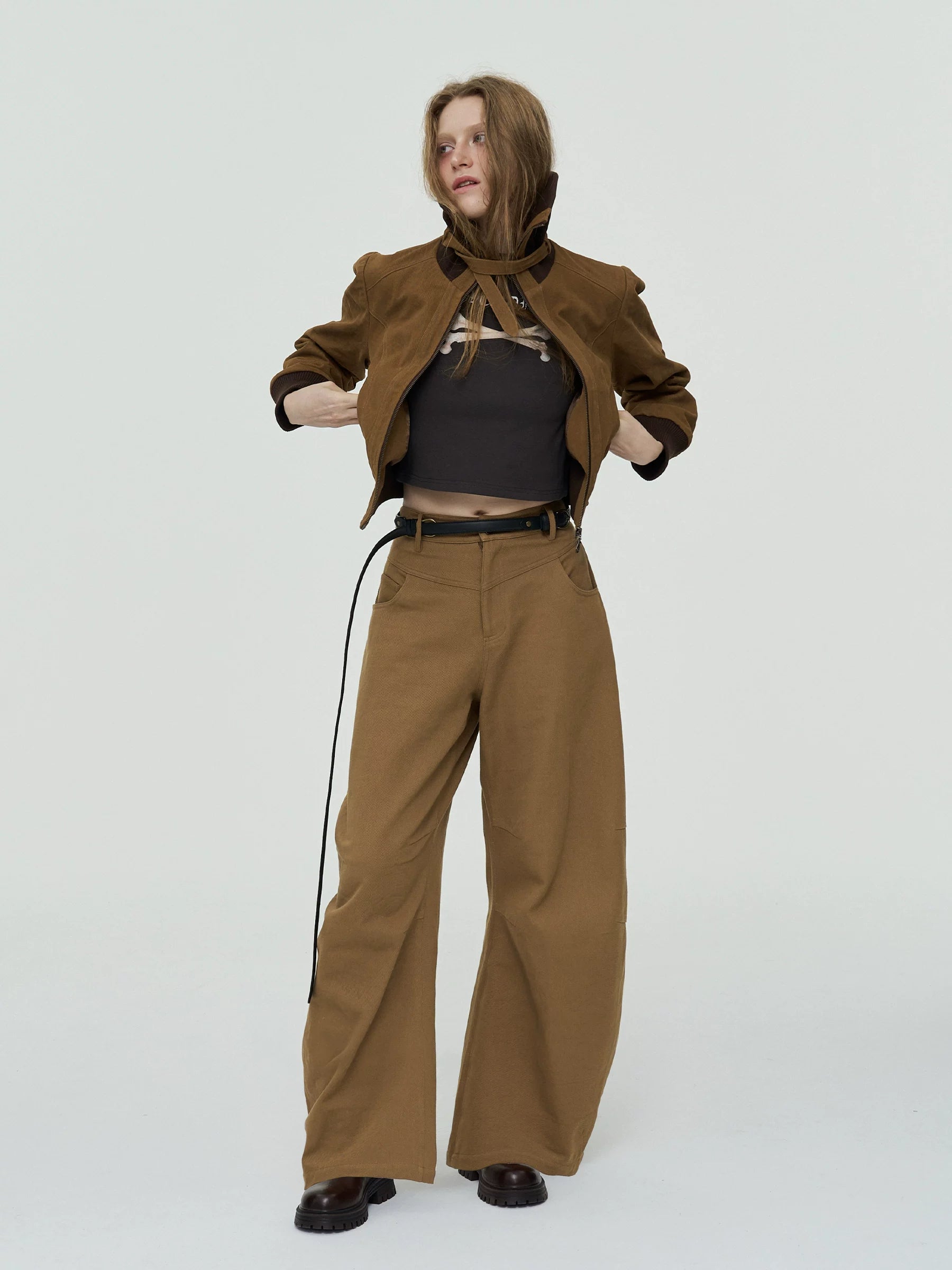 Lorbrv | American-Style Cuban Collar Stitched Short Work Jacket for Women