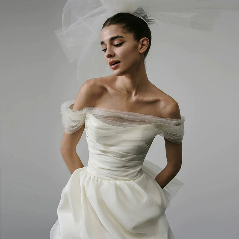 Lorbrv | French High-End One-Shoulder Wedding Dress with Light Luxury Tutu Skirt