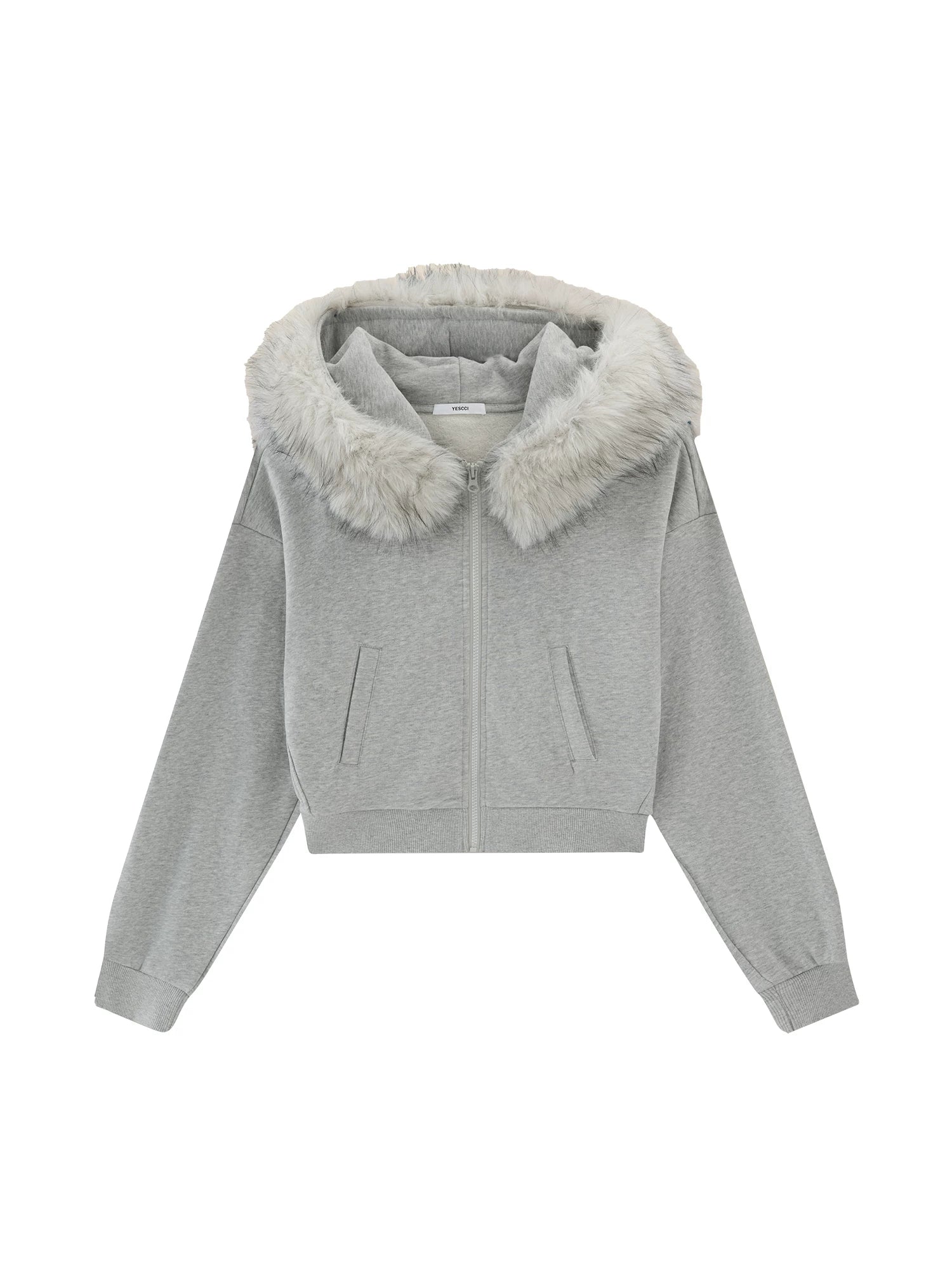 Lorbrv | American Retro Detachable Hood Fur Collar Short Jacket