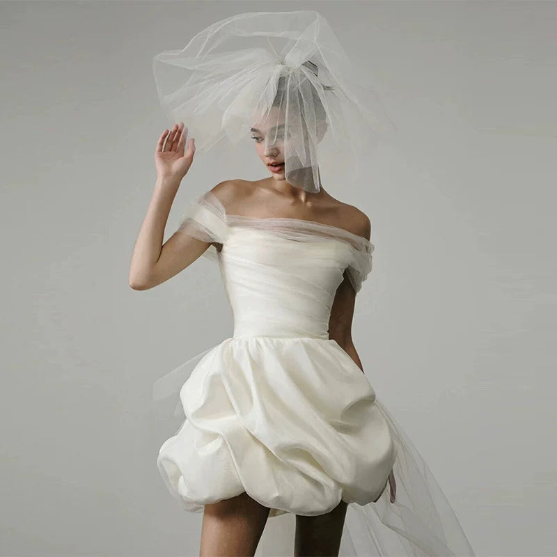 Lorbrv | French High-End One-Shoulder Wedding Dress with Light Luxury Tutu Skirt