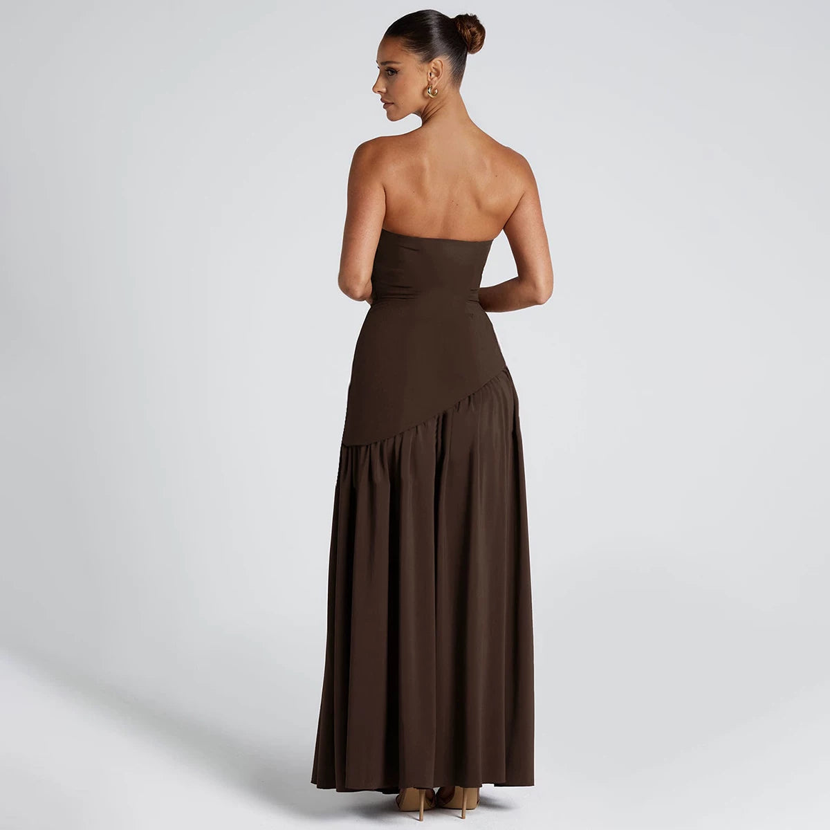 Lorbrv | European-American One-Shoulder Tube Top High-Slit MIDI Dress for Women
