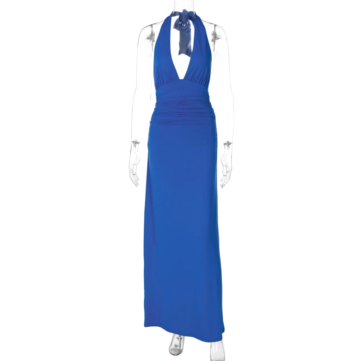 Lorbrv | European-American Deep V-Neck Strappy Pleated Maxi Dress for Women