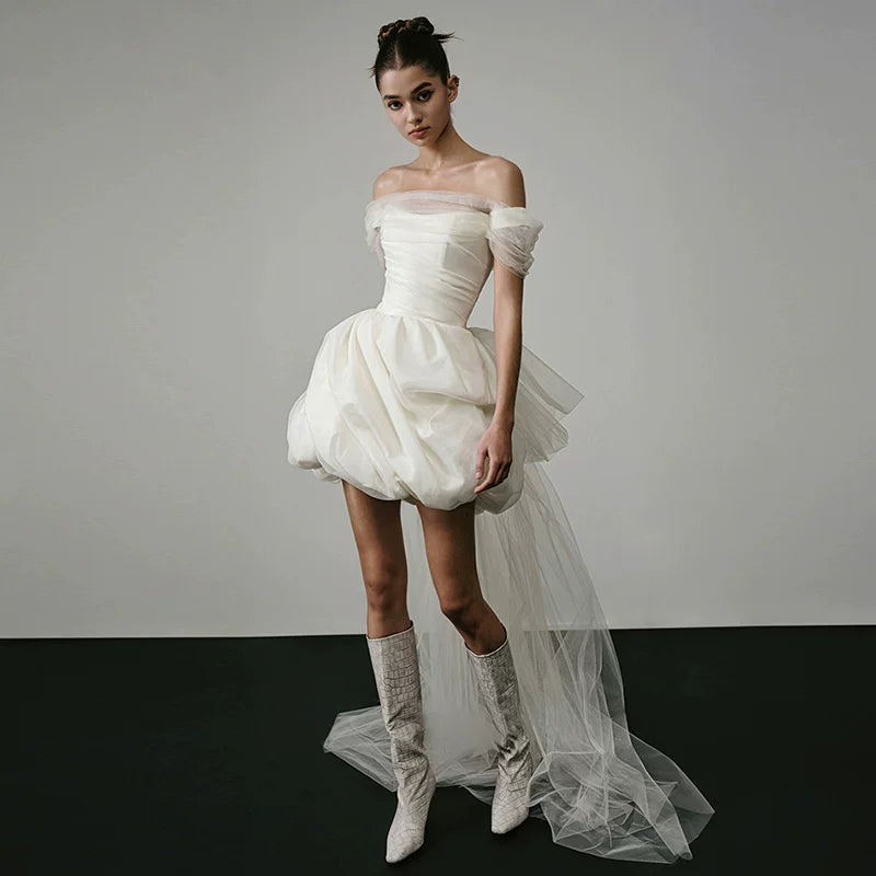 Lorbrv | French High-End One-Shoulder Wedding Dress with Light Luxury Tutu Skirt