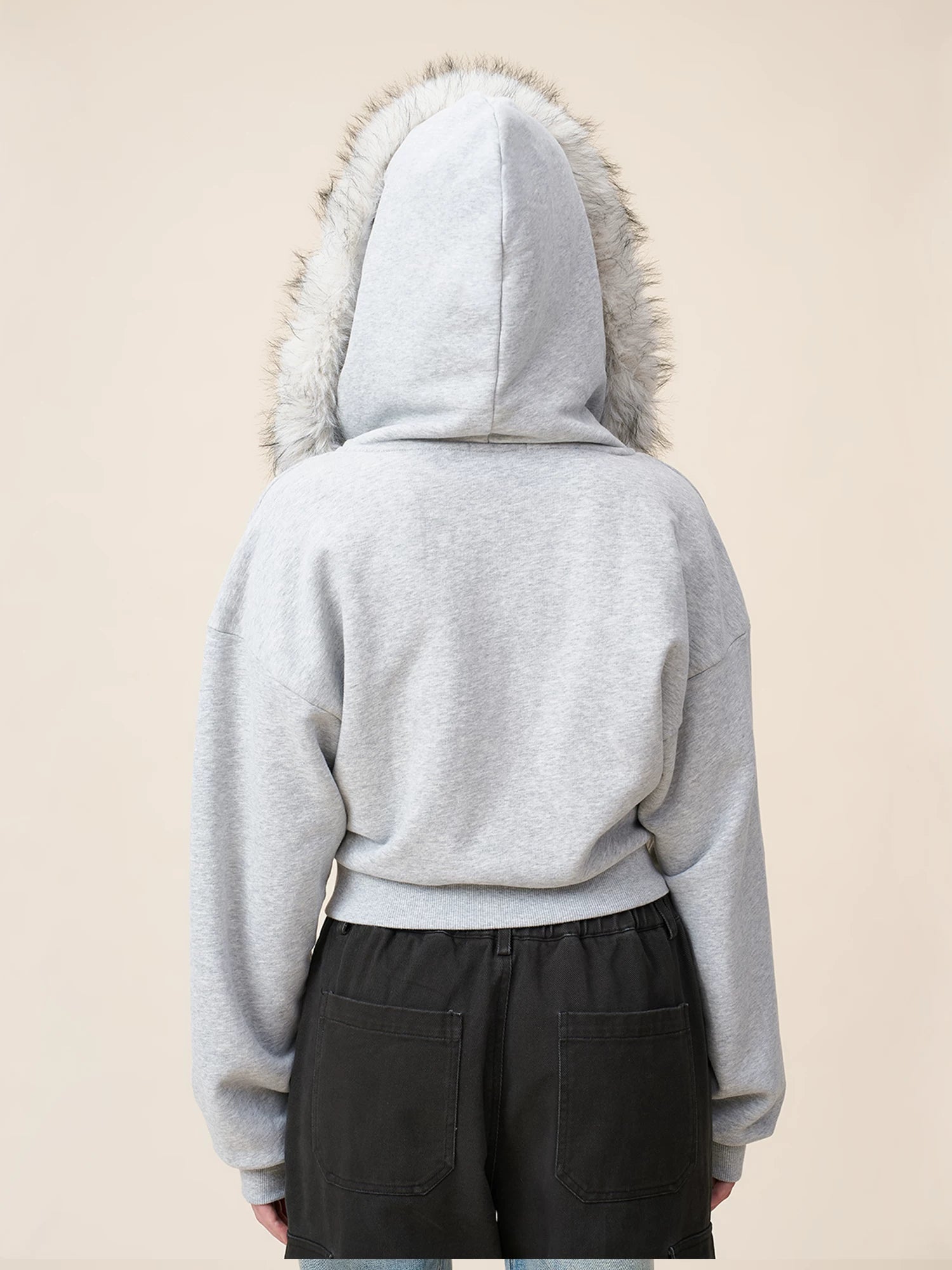 Lorbrv | American Retro Detachable Hood Fur Collar Short Jacket