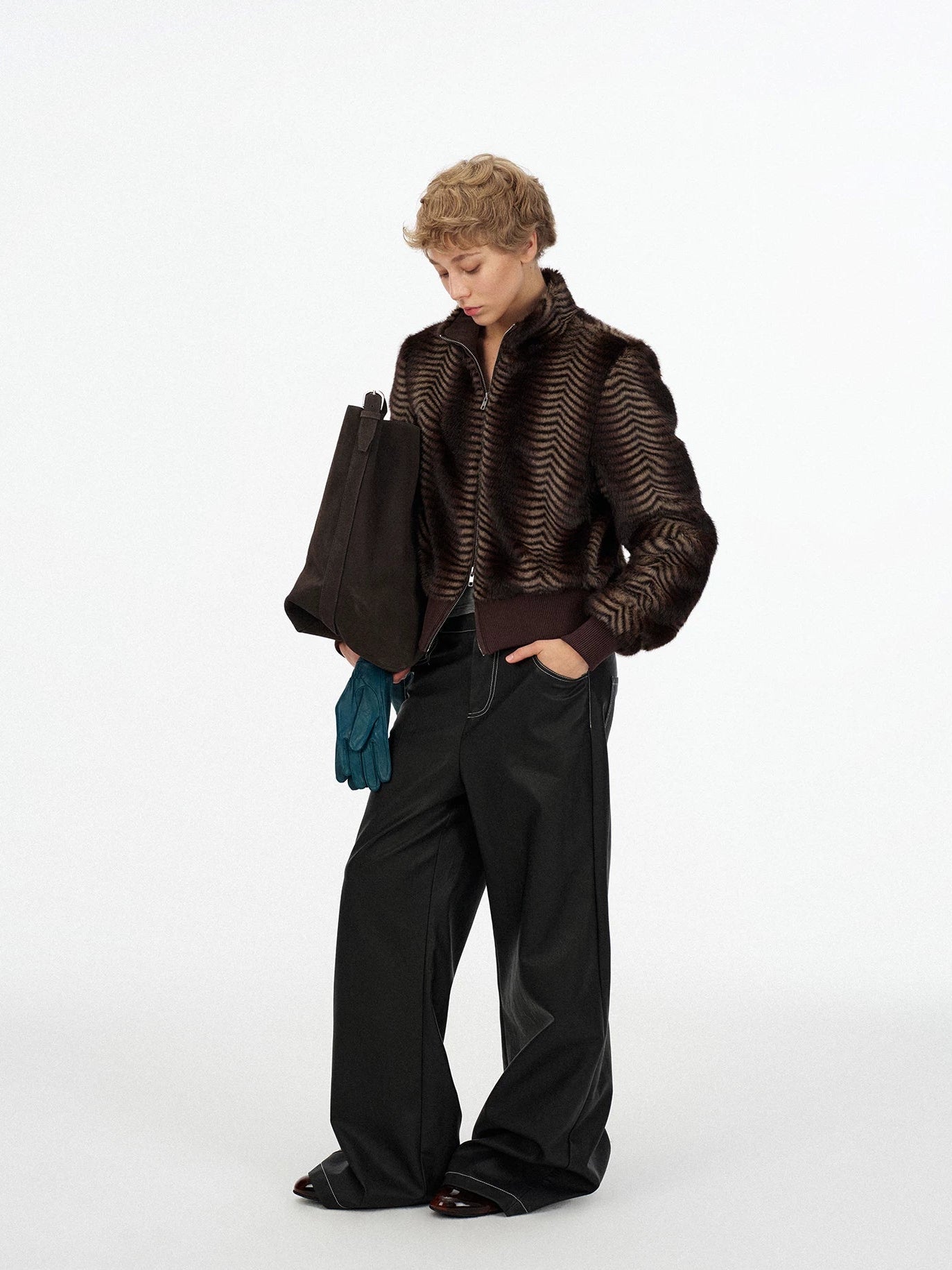 Lorbrv | Eco-Friendly Fur Splice Short Office Jacket