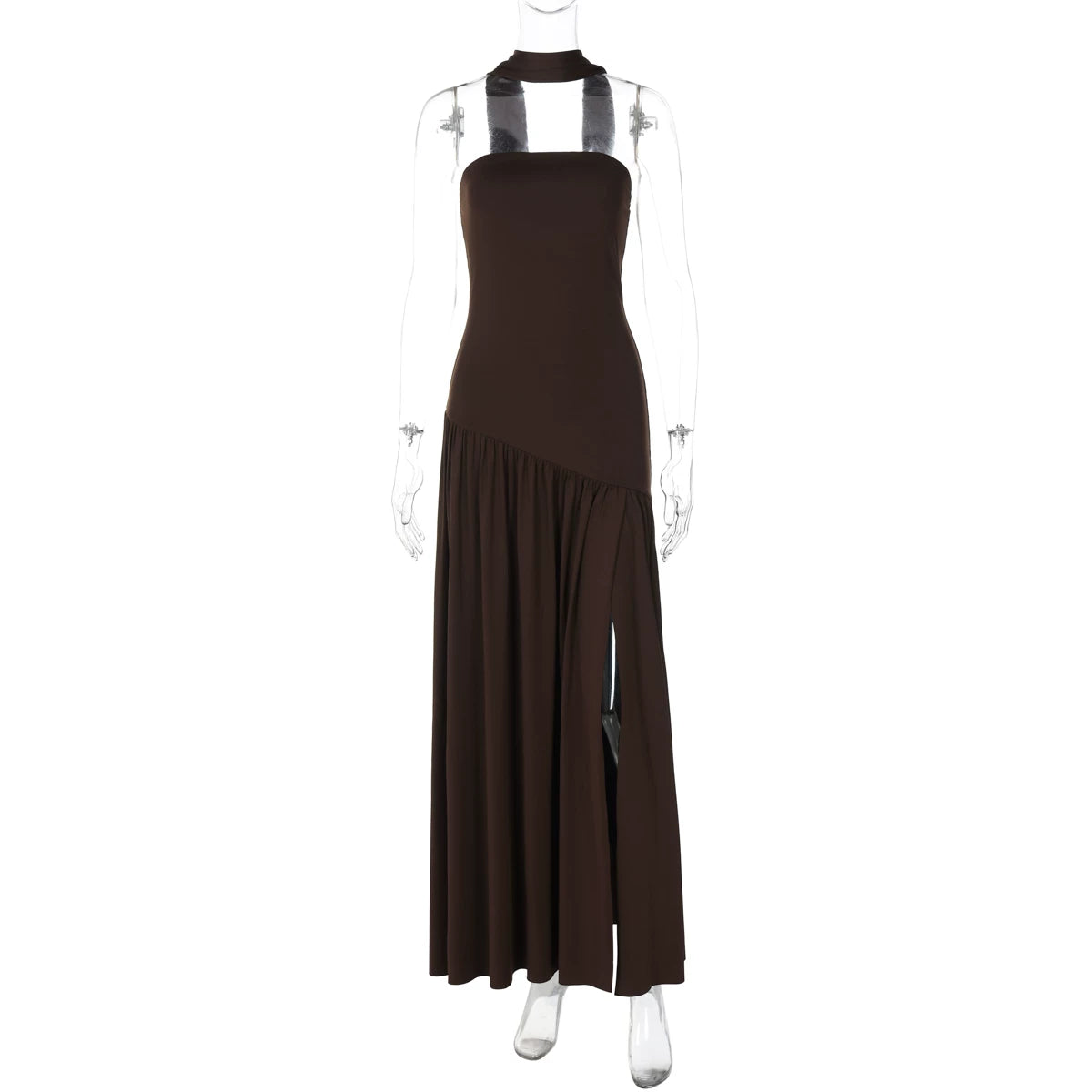 Lorbrv | European-American One-Shoulder Tube Top High-Slit MIDI Dress for Women