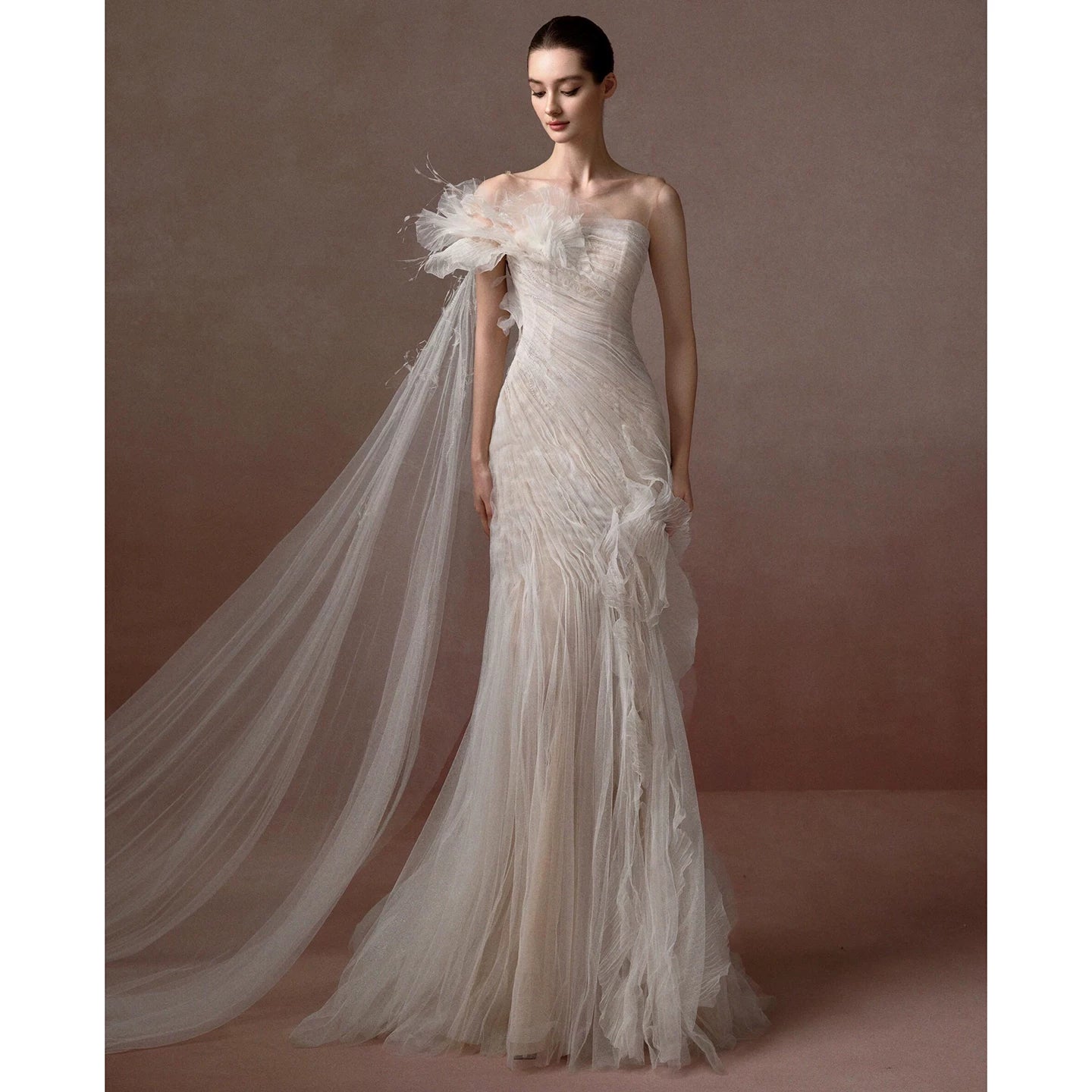 Lorbrv | French Classic Light Mermaid Wedding Dress with Veil
