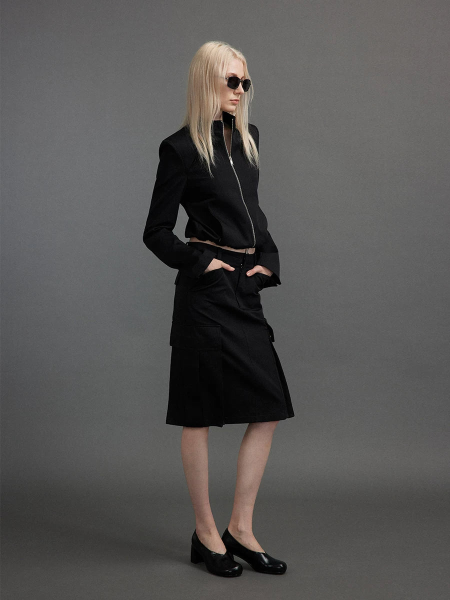 Lorbrv | Stand Collar Slim-Fit Right Shoulder Zip Jacket