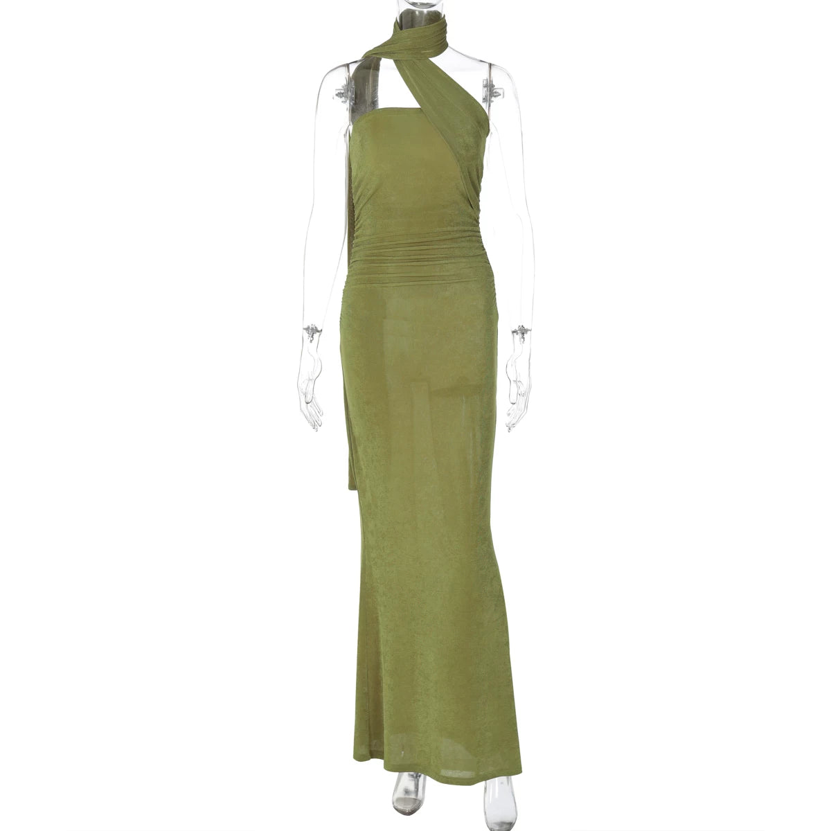 Lorbrv | European-American One-Shoulder Slim Tube Top Dress with Streamer Splicing for Women
