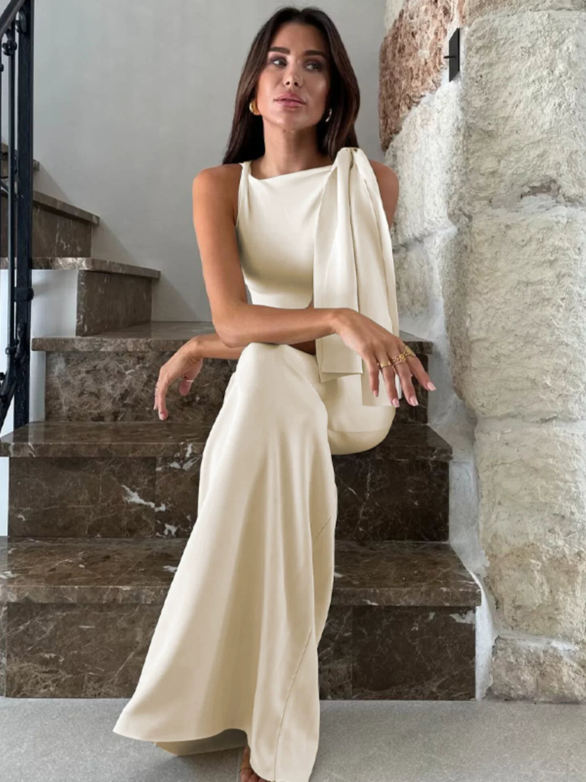 Lorbrv | European-American Strapless Off-Shoulder High-Waist Maxi Dress for Women