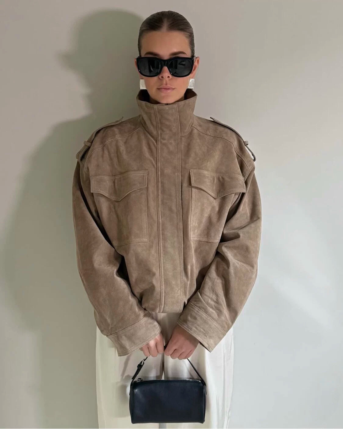 Lorbrv | Imitation Suede Loose Motorcycle Bomber Jacket