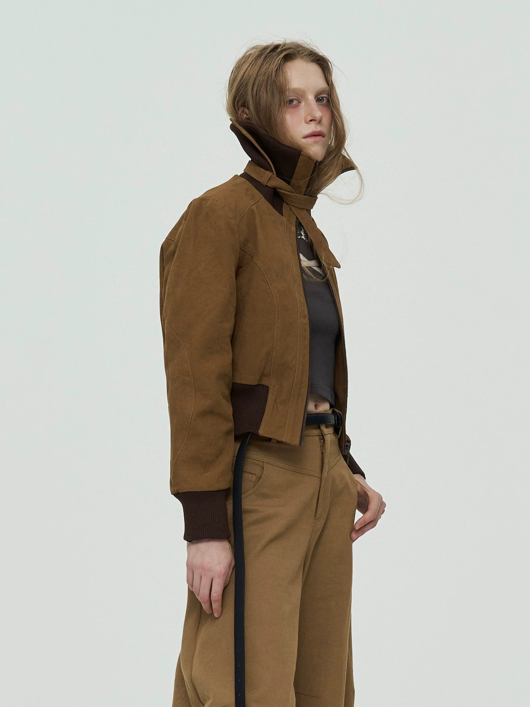 Lorbrv | American-Style Cuban Collar Stitched Short Work Jacket for Women