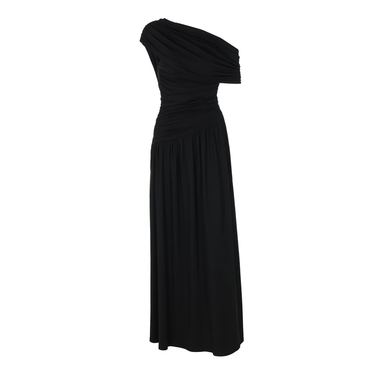 Lorbrv | Irregular Off-Shoulder High-Waist Pleated Maxi Dress for Women