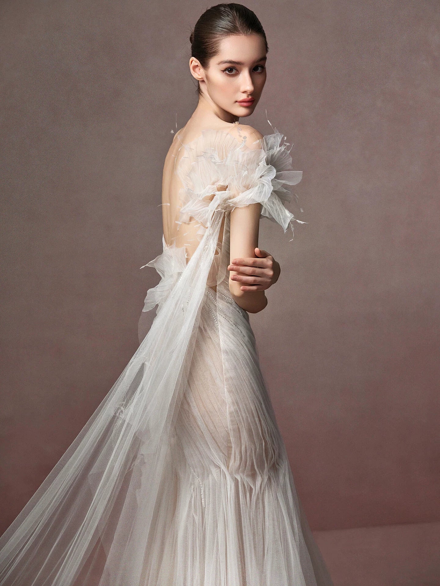 Lorbrv | French Classic Light Mermaid Wedding Dress with Veil