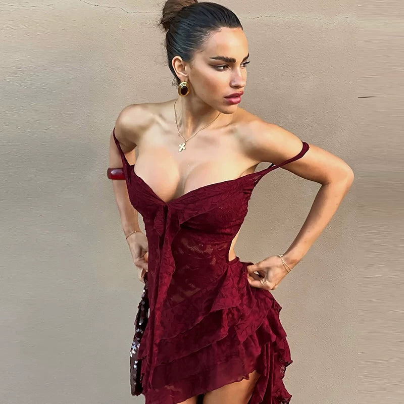 Lorbrv| Sexy Layered Strappy Sheer Bodycon Dress for Women