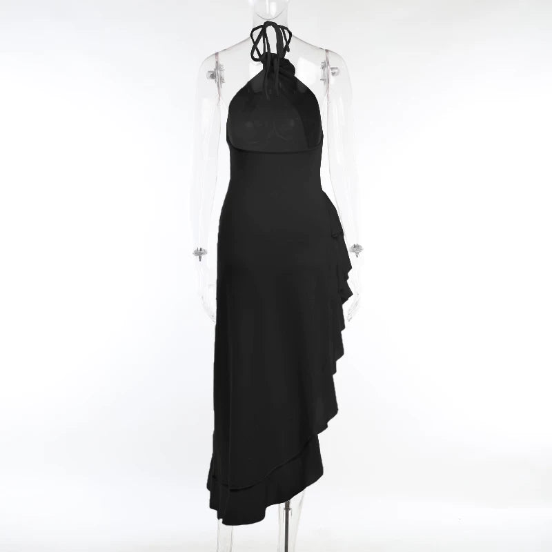 Lorbrv | European-American Sexy Hanging Neck Dress for Women with Irregular Skirt