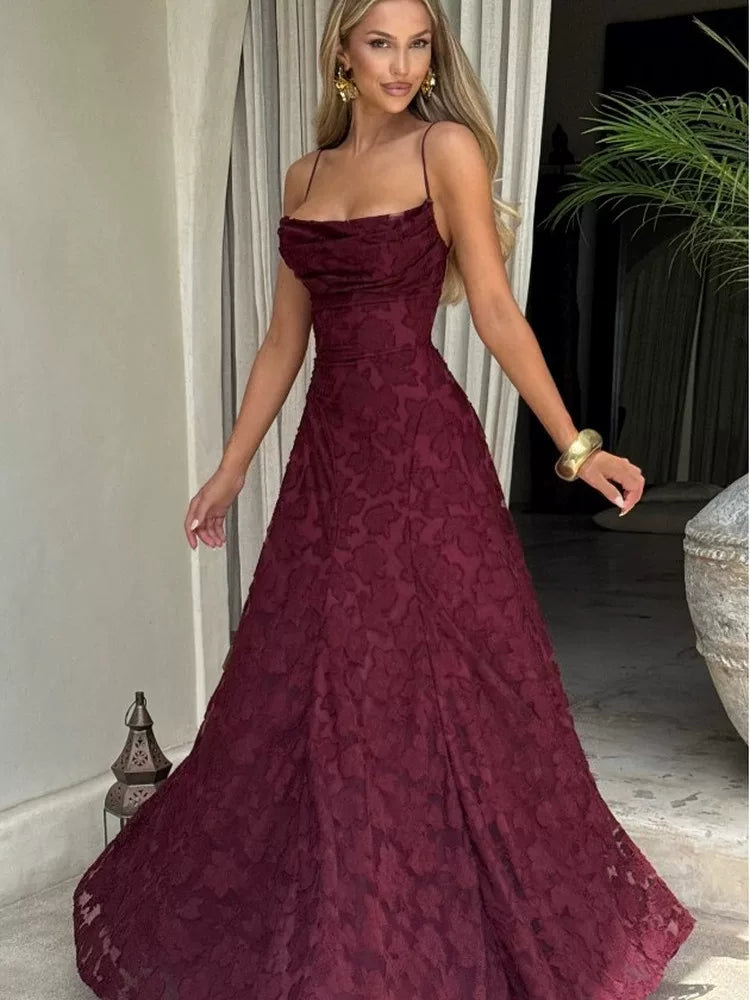 Lorbrv | French High-End Romantic Backless Jacquard Suspender Dress for Women
