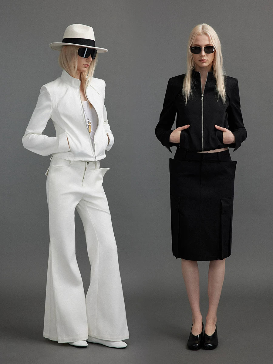 Lorbrv | Stand Collar Slim-Fit Right Shoulder Zip Jacket