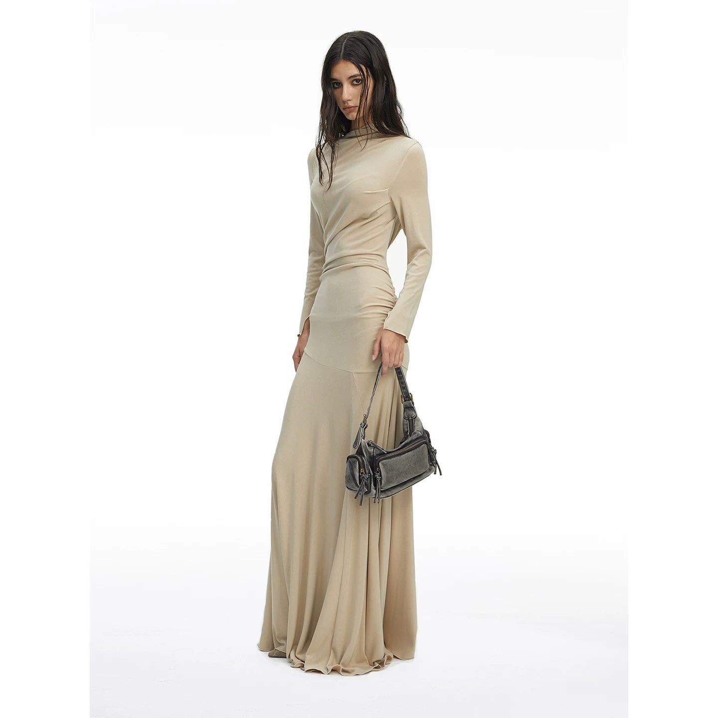 Wcoumq | Minimalist Stretch Knit Maxi Dress with Premium Fabric and Slim Fit