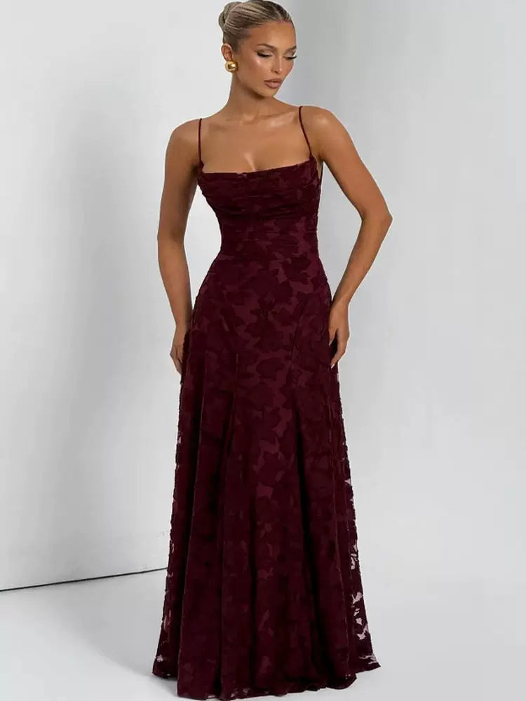 Lorbrv | French High-End Romantic Backless Jacquard Suspender Dress for Women