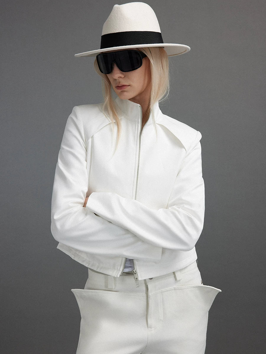 Lorbrv | Stand Collar Slim-Fit Right Shoulder Zip Jacket