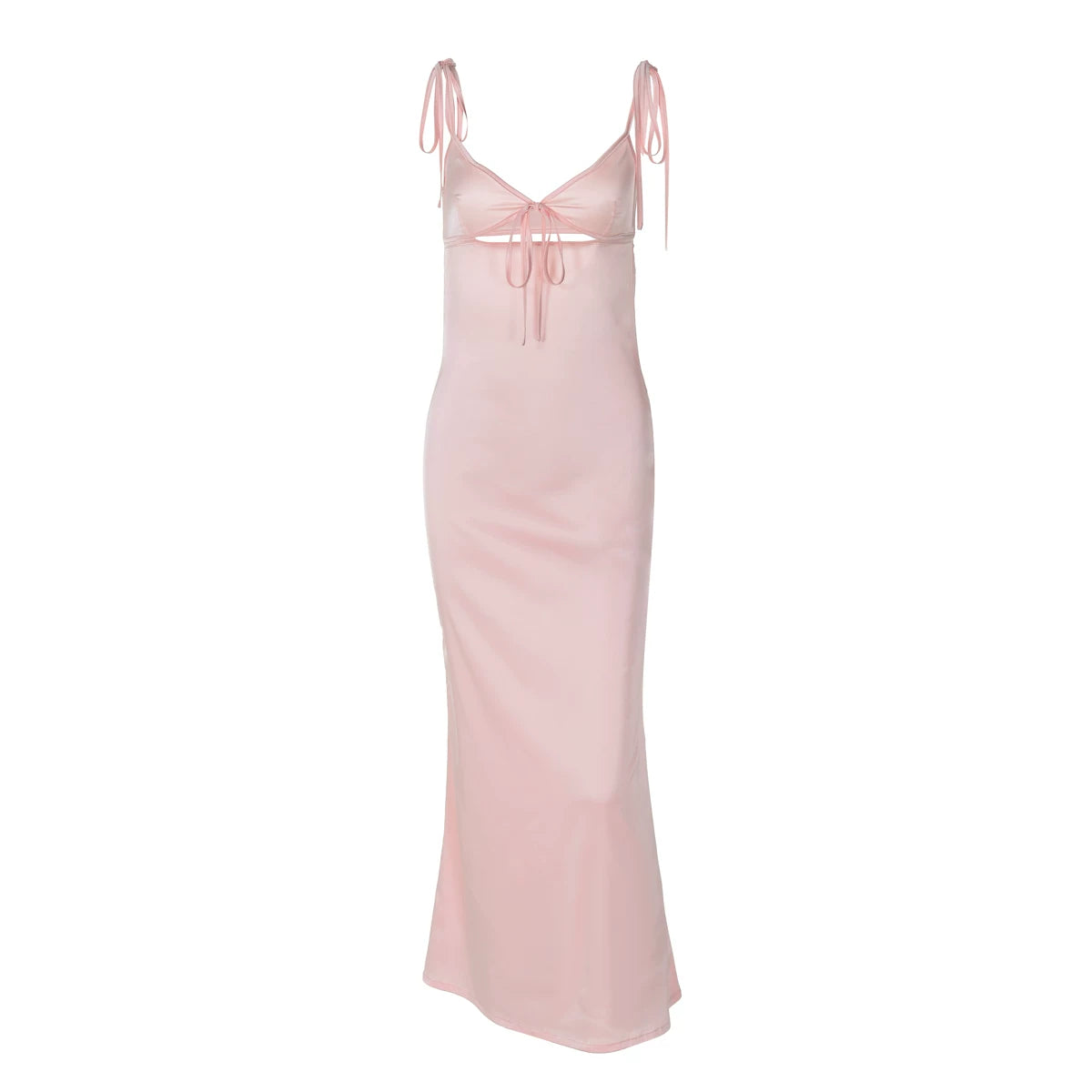 Lorbrv | French-Inspired Satin Suspender Dress with Hollow Design and Fishtail midi Skirt