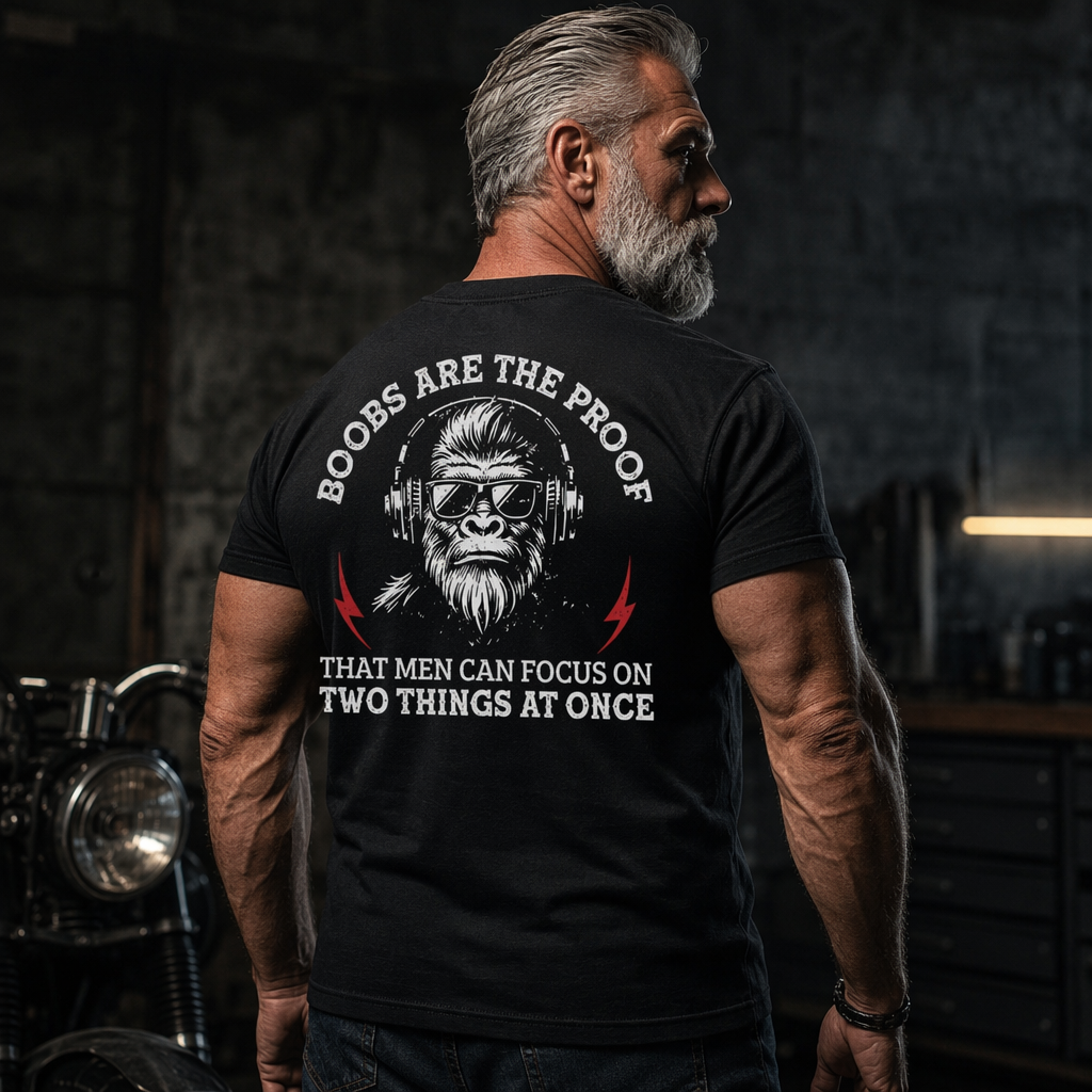 Boobs The Proof That Men Can Focus On Two Things At Once Monkey T-shirt