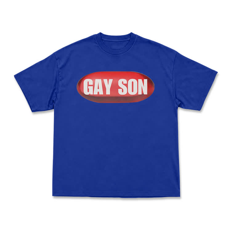 Statement Streetwear Gay Son Graphic T-Shirt - Blue - US16-18(2XL) - image 14