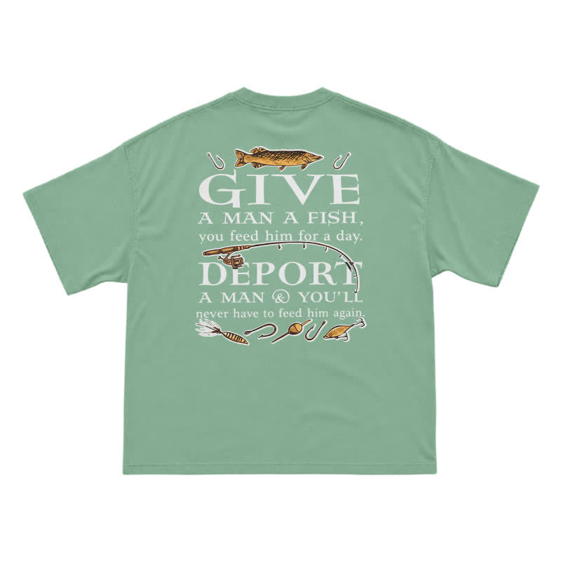 Vintage Fishing Statement Back Print T-Shirt - Light Green - US16-18(2XL) - image 5