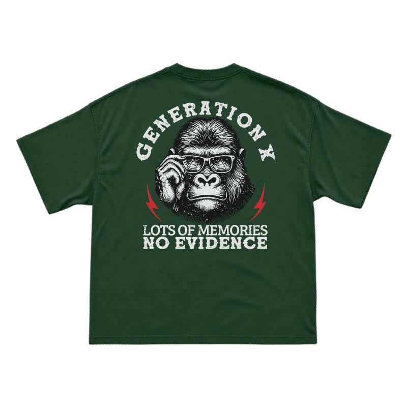 Generation X Lots Of Memories No Evidence Monkey T-shirt - Green - US16-18(2XL) - image 4