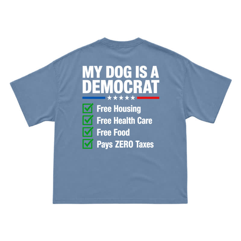 Everyday Crew Neck My Dog Is a Democrat Back Graphic T-Shirt - Dusty Blue - US16-18(2XL) - image 6