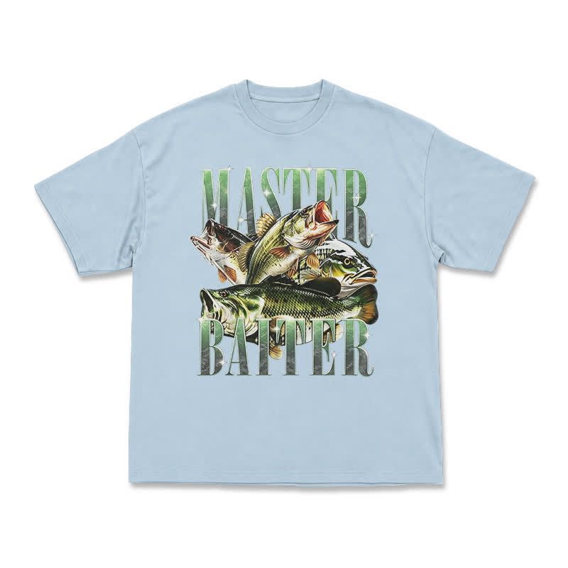 Master Baiter Bass Fishing Fisher T-Shirt - Light Blue - US16-18(2XL) - image 9