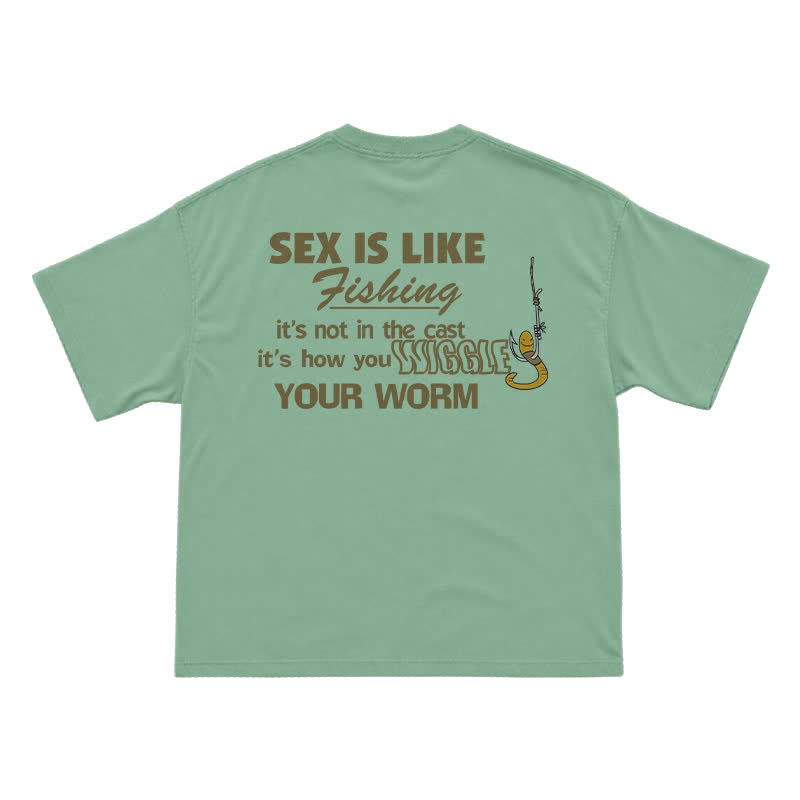 Wiggle Your Worm Graphic Oversized Short Sleeve T-Shirt - Light Green - US16-18(2XL) - image 4