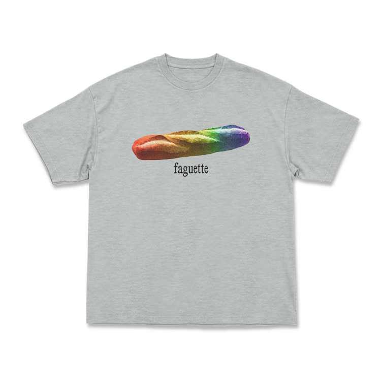 Playful Rainbow Baguette Graphic T-Shirt - Grey - US16-18(2XL) - image 4