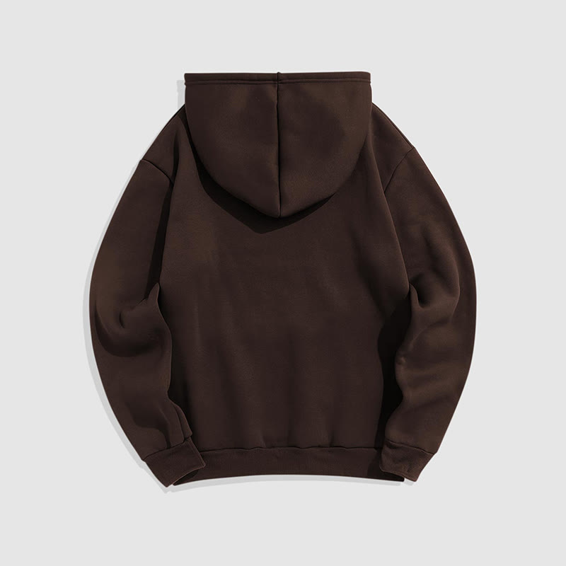 100% Cotton Solid Color Hooded Drawstring Casual Fleece Hoodie - image 13