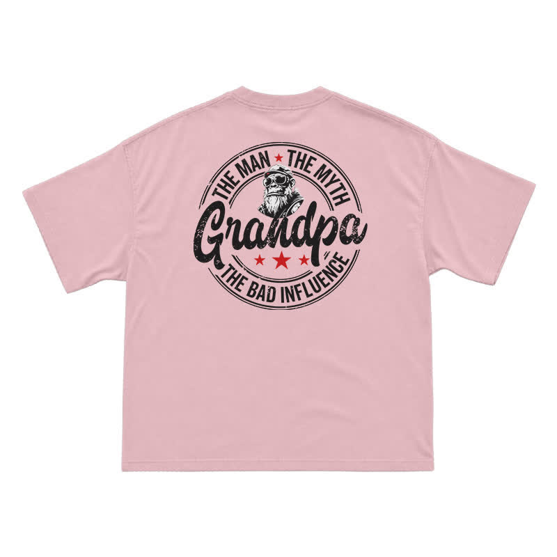 The Man The Myth Grandpa Funny Graphic T-Shirt for Men | Grandpa Humor Tee - Pink - US16-18(2XL) - image 3