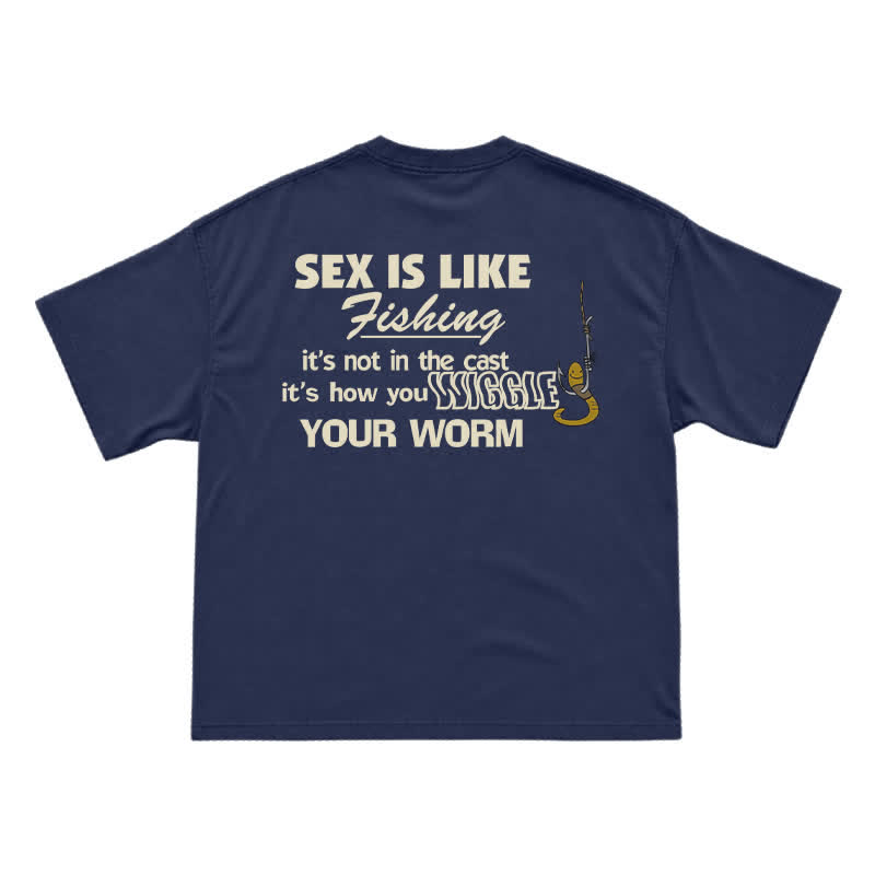 Wiggle Your Worm Graphic Oversized Short Sleeve T-Shirt - Navy Blue - US16-18(2XL) - image 15