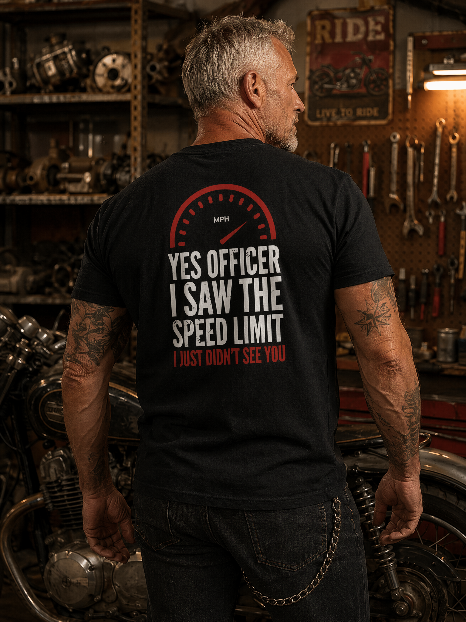 Yes Officer Speed Limit Joke Back Graphic T-Shirt