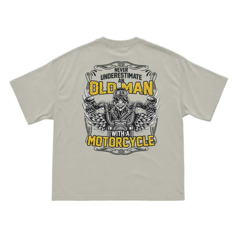Never Underestimate an Old Man Motorcycle Graphic Cotton T-Shirt - Warm Grey - US16-18(2XL) - image 9