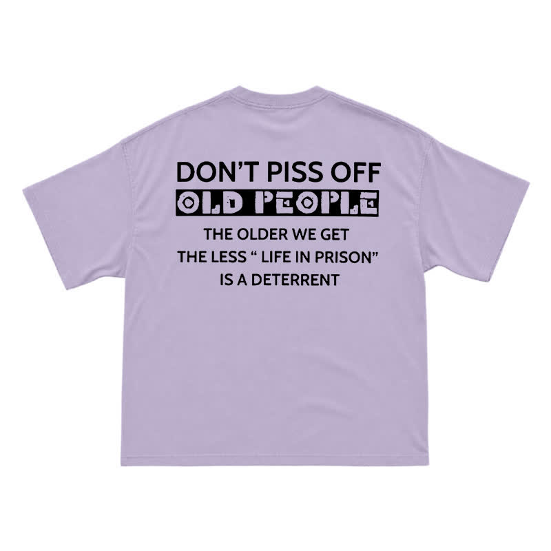 Casual Don't Piss Off Old People Back Graphic T-Shirt - Purple - US16-18(2XL) - image 8