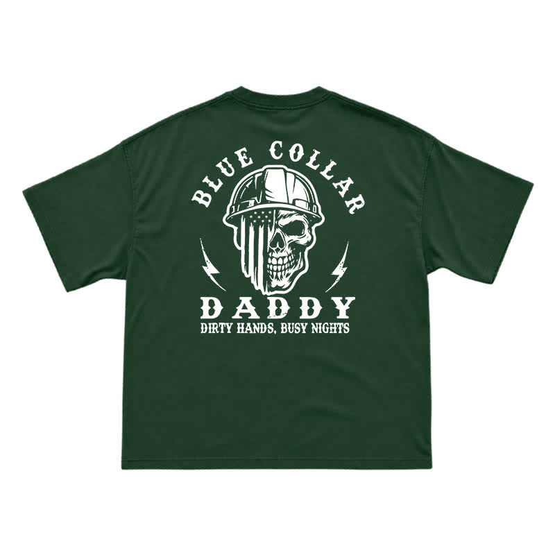 Retro Industrial Helmet Skull Loose Fit Streetwear Graphic T-Shirt - Green - US16-18(2XL) - image 5