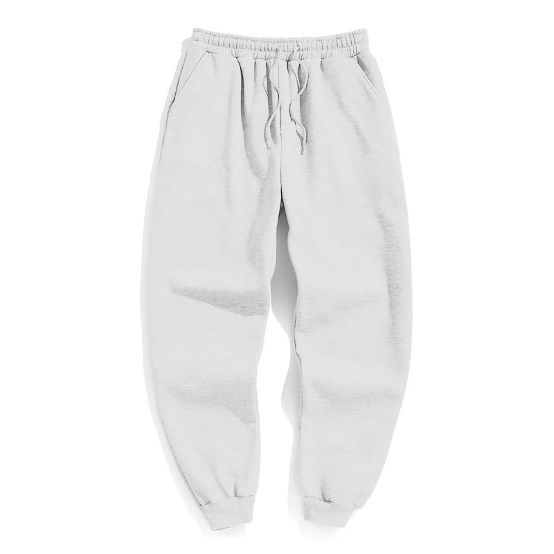 100% Cotton Solid Color Leggings Casual Fleece Sweatpants - White - 2XL - image 17