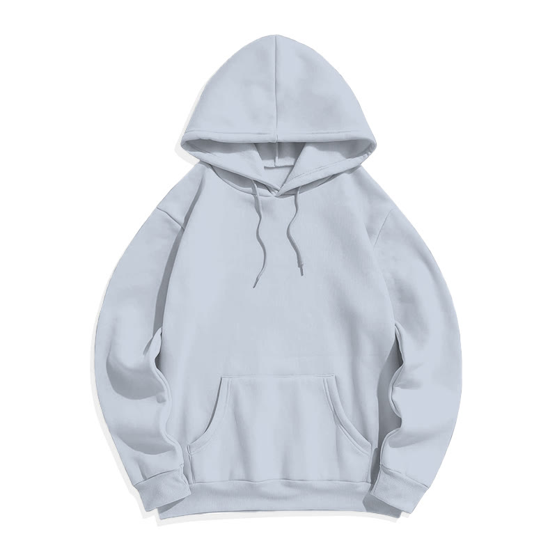 100% Cotton Solid Color Hooded Drawstring Casual Fleece Hoodie - Grey - 2XL - image 20