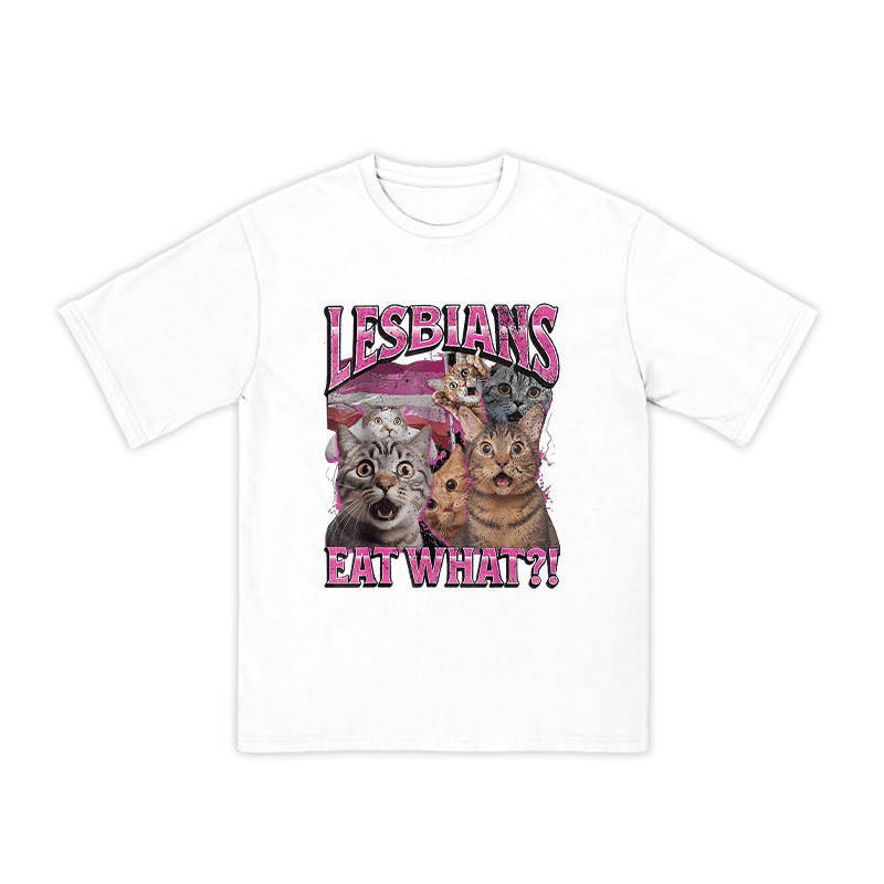 Unisex 100% Cotton Lesbians Eat What Print T-shirt - White - US16-18(2XL) - image 2