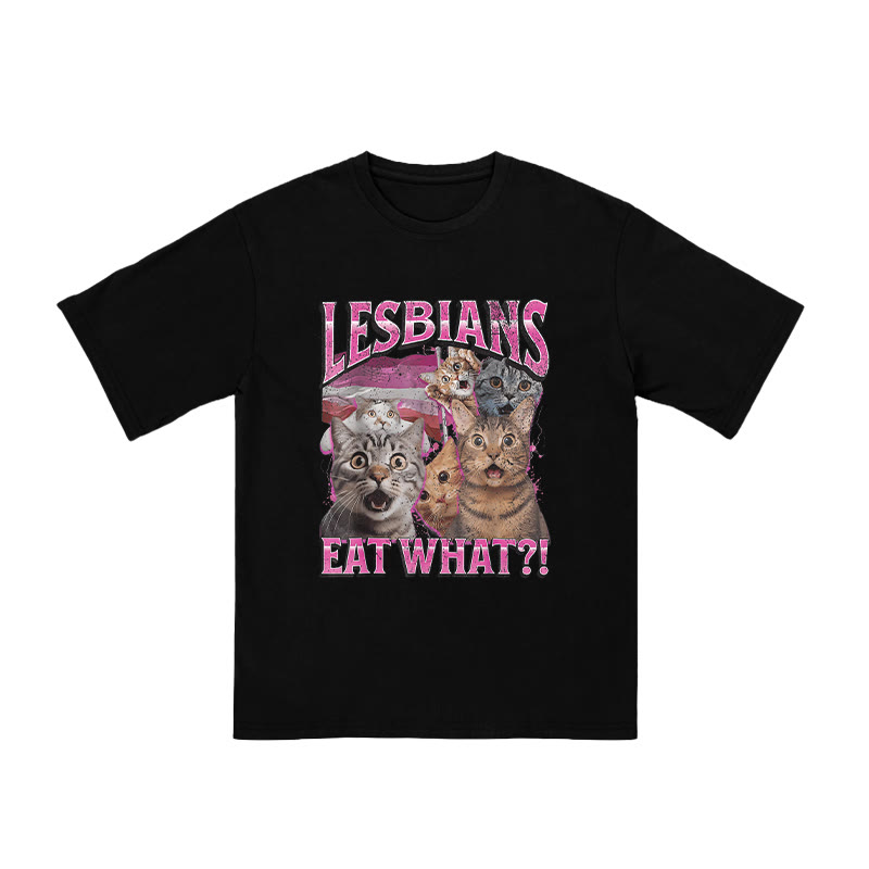 Unisex 100% Cotton Lesbians Eat What Print T-shirt - Black - US16-18(2XL) - image 1