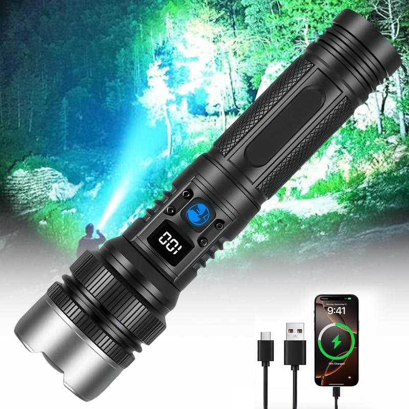 2-in-1 Strong Flashlight , Digital display ofpower - Black - image 1