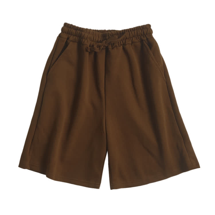 Cotton Solid Color Drawstring Pocket Shorts - image 8